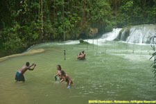 waterfall swimmers
